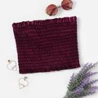 Shein Frill Ruched Crop Velvet Bandeau