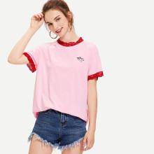 Shein Lace Trim Tee