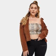 Shein Plus Corduroy Drop Shoulder Pocket Detail Jacket