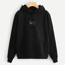 Shein Letter Detail Hooded Sweatshirt