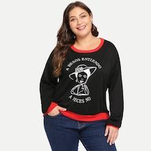 Shein Plus Figure Letter Print Pullover