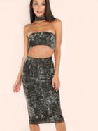 Shein Pale Green Strapless Top With Pencil Skirt
