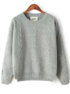 Shein Grey Round Neck Classical Cable Knit Sweater