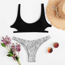 Shein Cut-out Dot Print Bikini Set