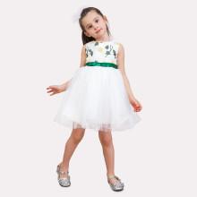 Shein Girls Flower Embroidery Knot Mesh Girl Dress