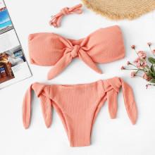 Shein Tie Side Knot Front Bikini Set