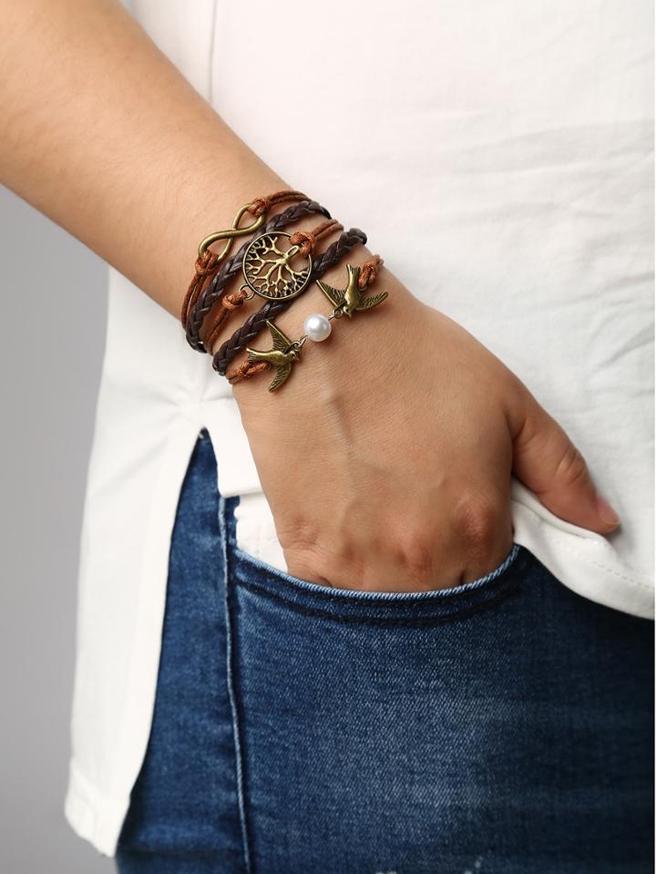 Shein Braid Tree Birds Bracelet
