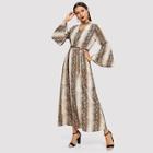 Shein Choker Neck Snake Print Self Tie Dress