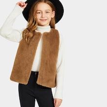 Shein Girls Open Front Teddy Vest