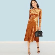 Shein Ruched Wrap Neck Fit & Flare Dress