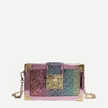 Shein Metal Lock Detail Glitter Chain Bag