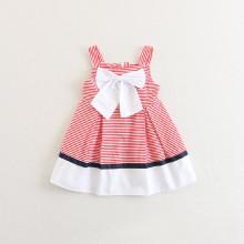 Shein Girls Bow Stripe Flare Dress