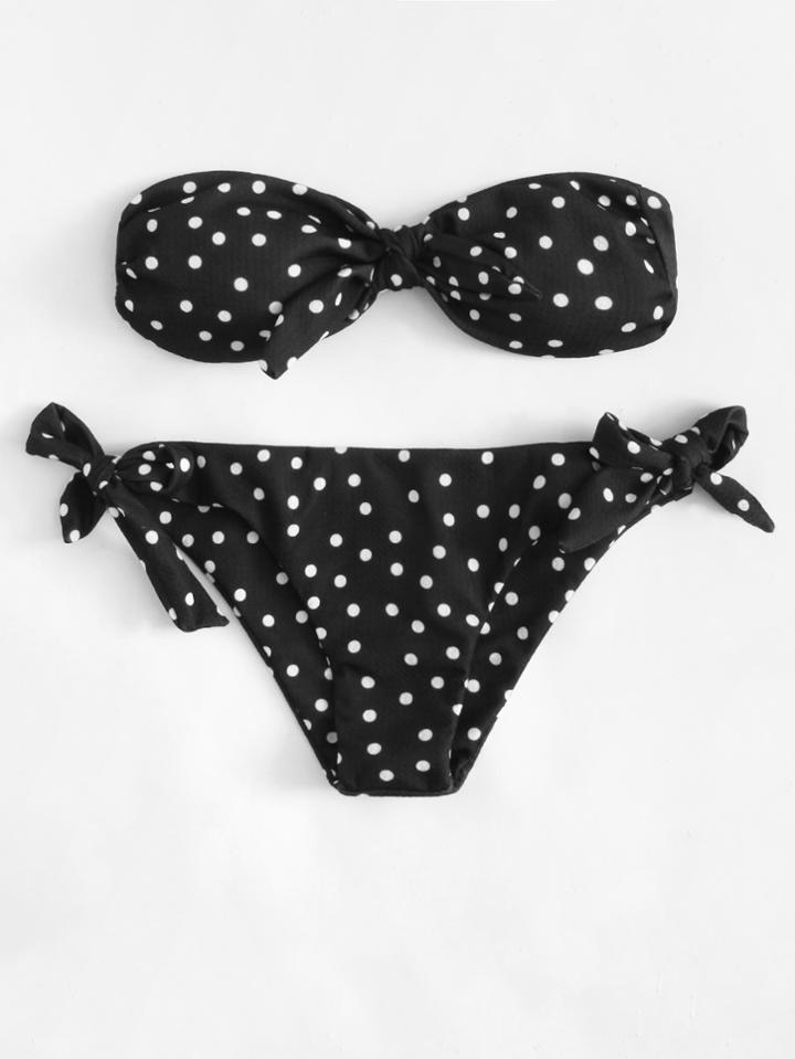 Shein Polka Dot Knot Bikini Set