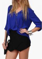 Rosewe Gorgeous Blue V Neck Long Sleeve T Shirt