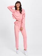 Shein Drop Shoulder Flounce Crop Sweatshirt & Sweatpants Set