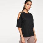 Shein Cut Out Slit One Shoulder Solid Tee