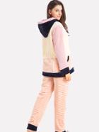 Shein Dog Pattern Hooded Top With Striped Pants