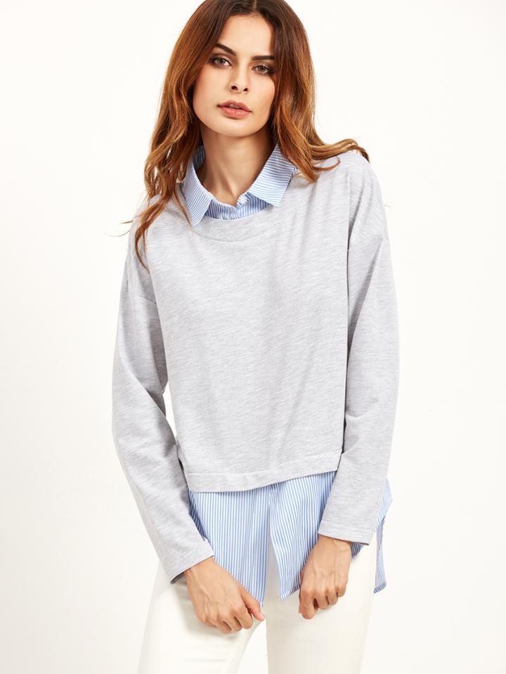 Shein Heather Grey 2 In 1 Sweatshirt
