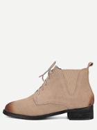 Shein Khaki Pointed Toe Lace Up Martin Boots