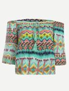 Shein Multicolor Off The Shoulder Tribal Print Lace Up Top