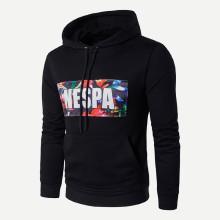 Shein Men Patch Letter Print Hooded Sweatshirt