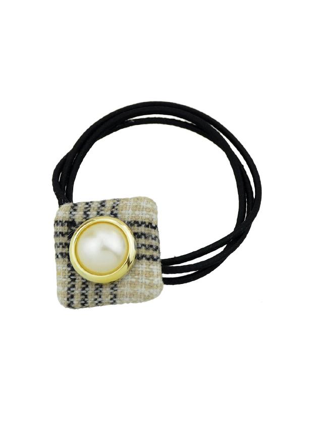 Shein Beige Simulated-pearl Colorful Square Cloth Headbands Headwear