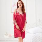 Shein Flower Embroidered Night Dress With Robe
