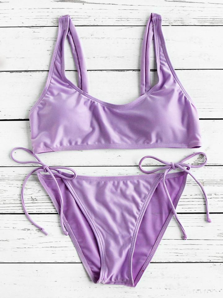 Shein Side Tie Scoop Neck Bikini Set