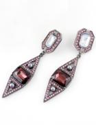 Shein Red Gemstone Silver Bead Earrings