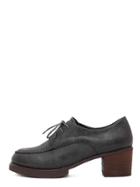 Shein Black Vintage Laser Out Lace Up Cork Heel Shoes
