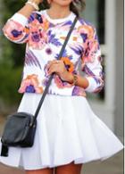 Rosewe Zipper Closure White A Line Skirt