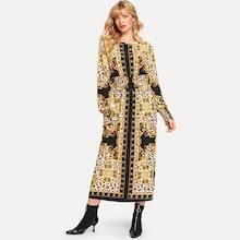 Shein Scarf Print Elastic Waist Dress