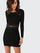 Shein Eyelet Whipstitch Detail Bodycon Dress