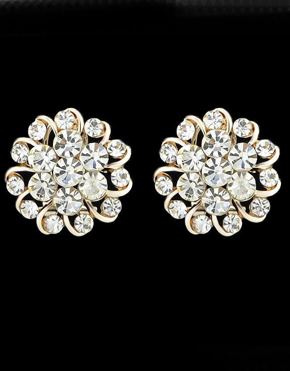 Shein Gold With Diamond Stud Earrings