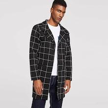 Shein Men Plaid Trench Coat