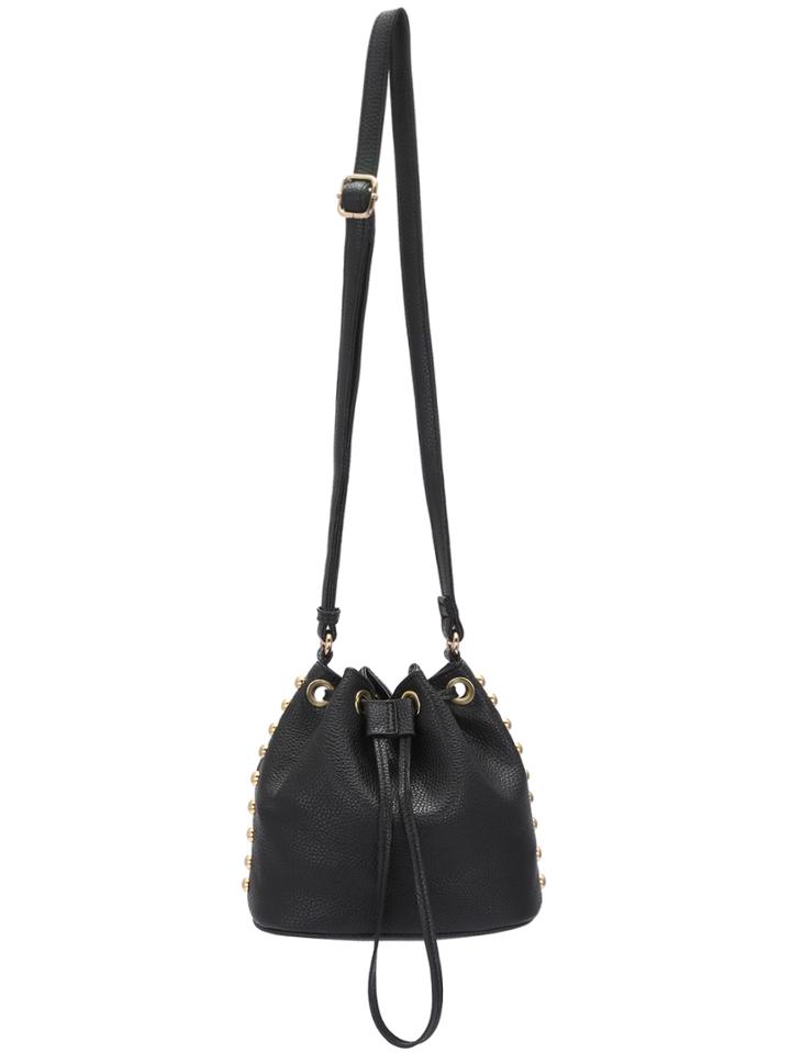 Shein Black Drawstring Bead Pu Satchel Bag