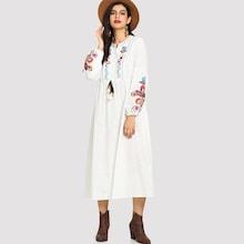 Shein Tassel Tie Neck Embroidered Hijab Dress