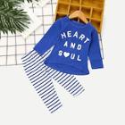 Shein Toddler Girls Letter Print Tee With Striped Pants