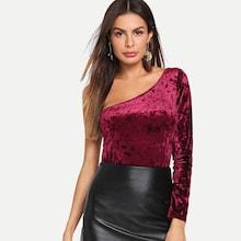 Shein One Shoulder Form Fitting Velvet Tee