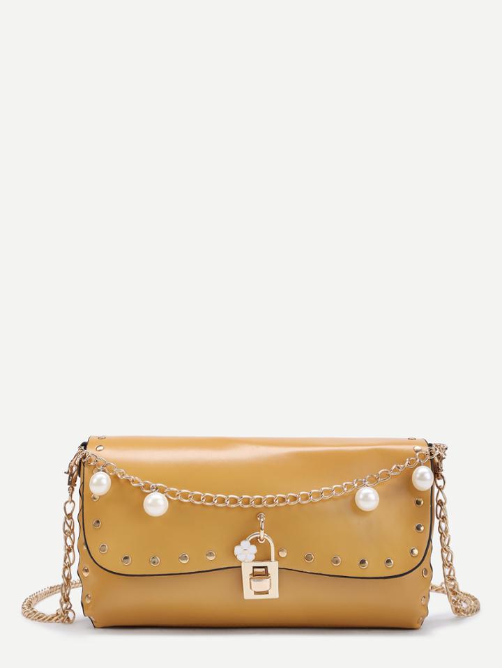 Shein Faux Pearl Design Crossbody Bag With Studded