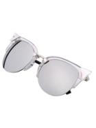 Shein Silver Half Frame Rhinestone Featured Sunglasses