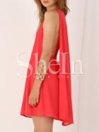 Shein Red Sleeveless V Neck Dress