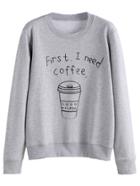 Shein Coffee Cup Print Casual Pullover