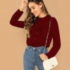 Shein Ruffle Trim Mock Neck Top