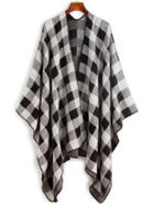 Shein Black And White Checkered Gingham Shawl Scarf