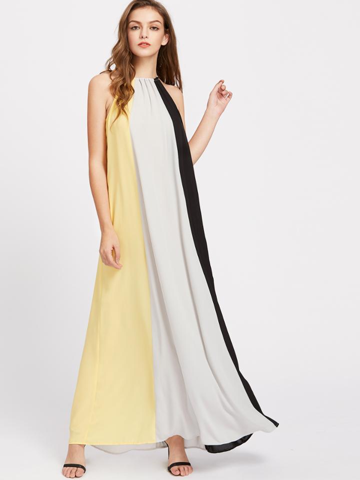 Shein Drawstring Halter Hidden Pocket Tent Dress