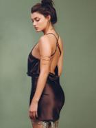 Shein Brown Drape Neck Cami Dress