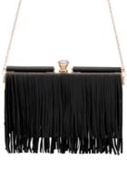 Shein Black Diamond Fringed Chain Bag