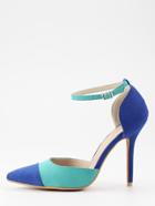 Shein Green & Blue Ankle Strap D'orsay Pumps