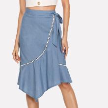 Shein Asymmetrical Hem Crochet Detail Skirt
